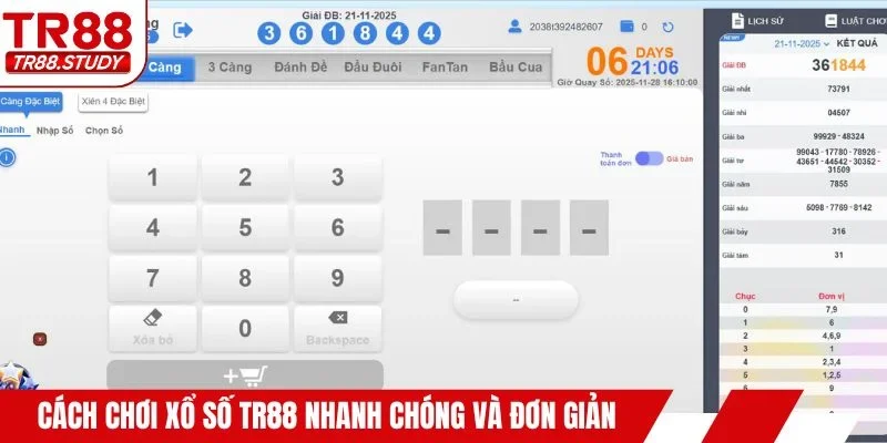 Cách chơi xổ số TR88 nhanh chóng và đơn giản