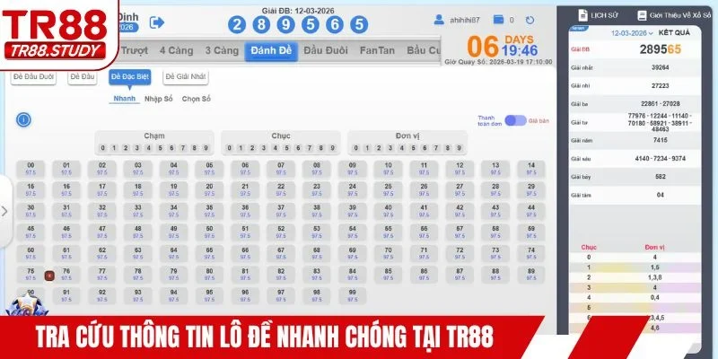 Tra cứu thông tin lô đề nhanh chóng tại nhà cái TR88